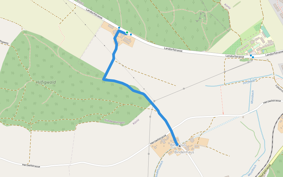 Leen - Bindenhus walking route map in Köniz