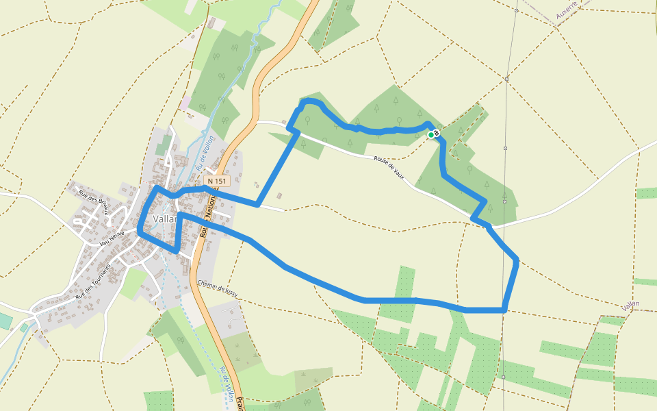 La Petite Boucle walking route map in Vallan