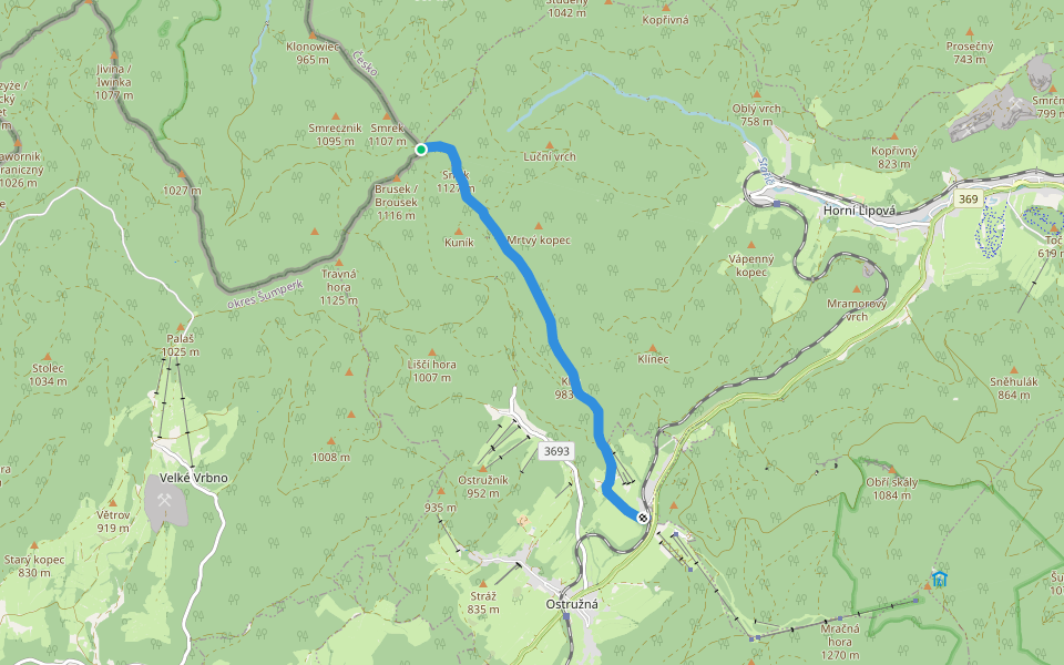 [Č] Ramzová - Smrk walking route map in Skorošice