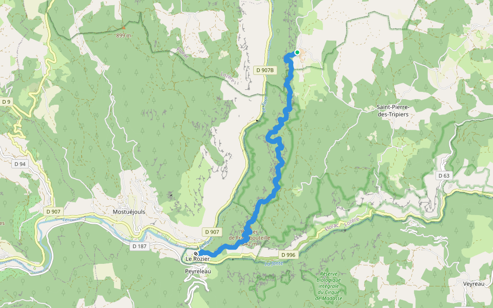 6A walking route map in Massegros Causses Gorges