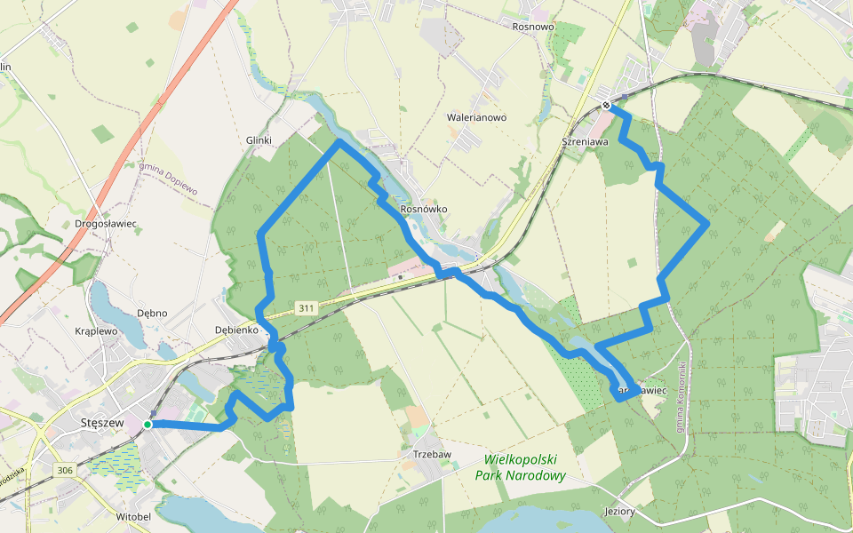 Szlak im. Stanisława Pawłowskiego walking route map in Stęszew