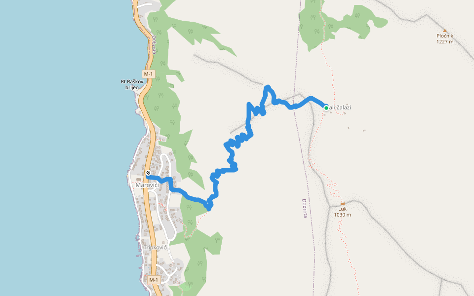747 walking route map in Kavač