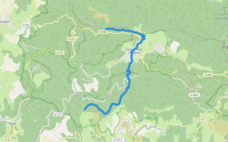 GR 66A walking route map in Saint-Sauveur-Camprieu