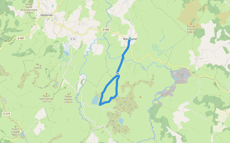 Marchastel - Lac Saint-Andéol walking route map in Marchastel