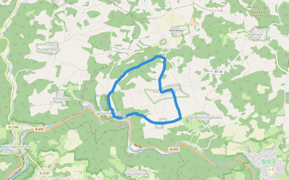 Rundweg Rackersberg Arnleithen walking route map in Pottenstein