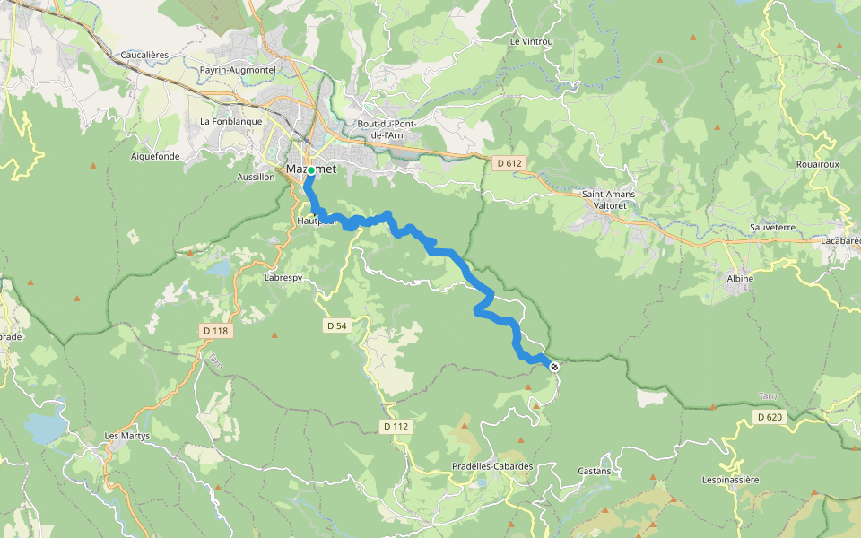 De la Manche aux Pyrénées 21, Mazamet - Portail de Nore walking route map in Mazamet