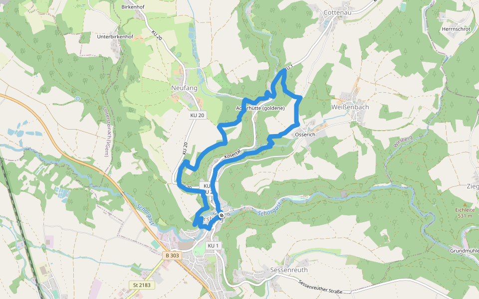 FrankenwaldSteigla Goldener-Falk_Weg walking route map in Wirsberg