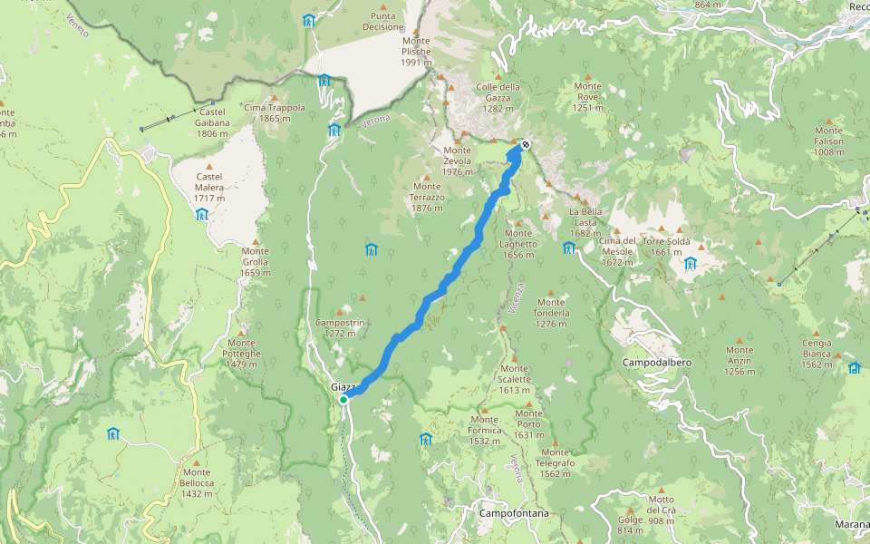 Giazza - Malga Fraselle - Passo Ristele walking route map in Giazza