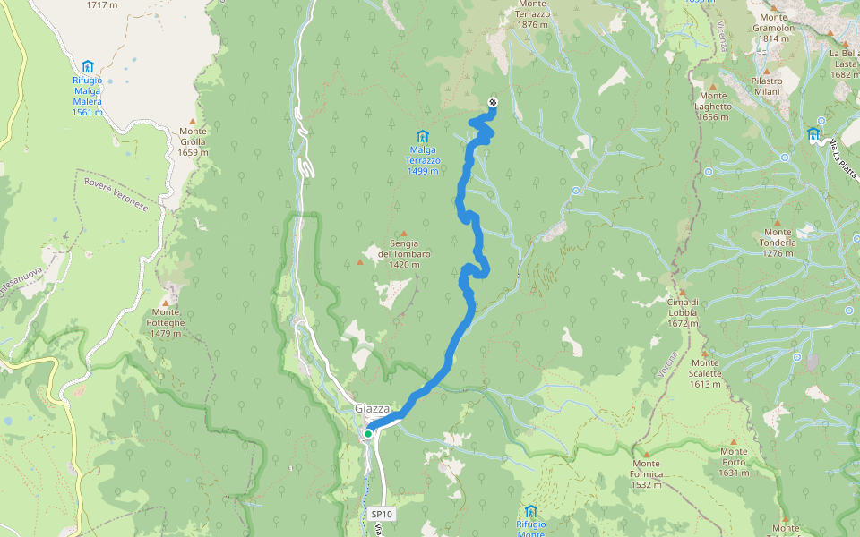 Giazza - Tàmbaro bivio 281 walking route map in Giazza