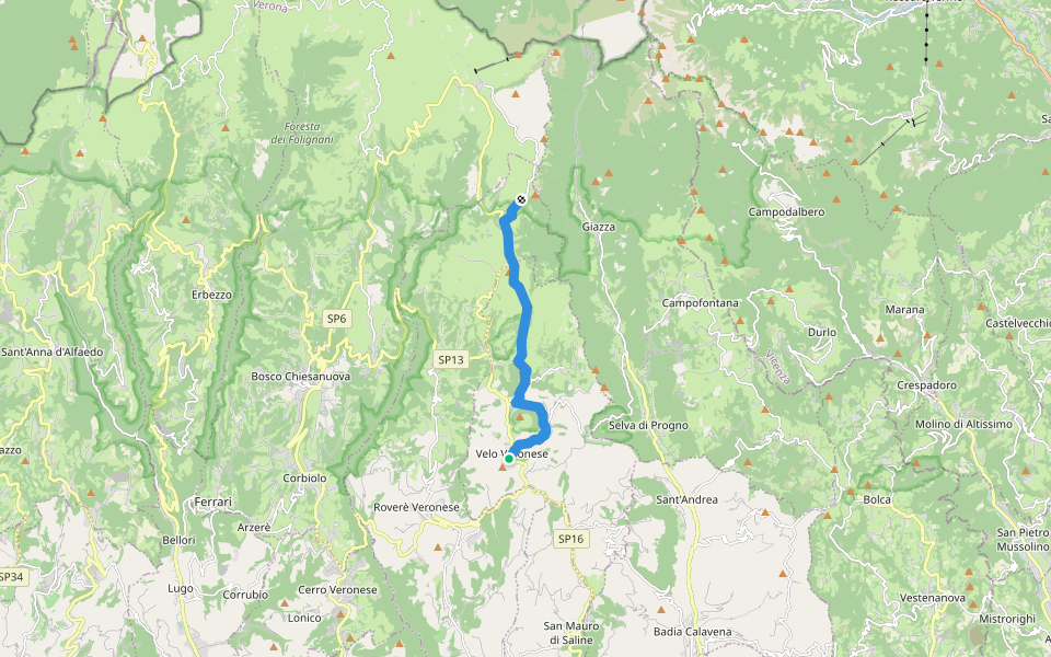 Velo - Malga Parparo di Sopra walking route map in Velo Veronese