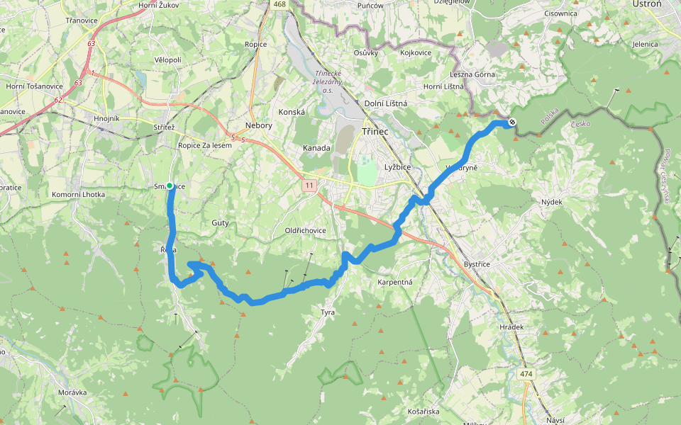 [Z] Smilovice - Řeka - Javorový walking route map in Smilovice