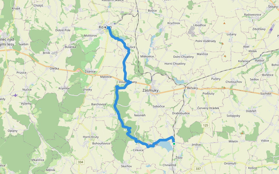 [M] Kouřim - Hatě walking route map in Vavřinec