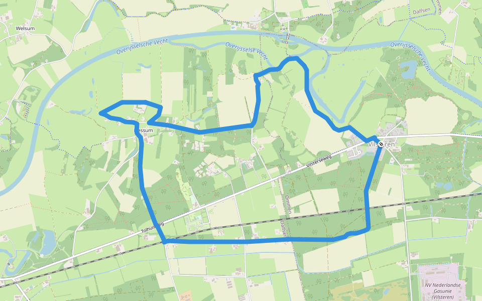 WNW Vechtdal - Hessum/Vilsteren - groene route walking route map in Vilsteren
