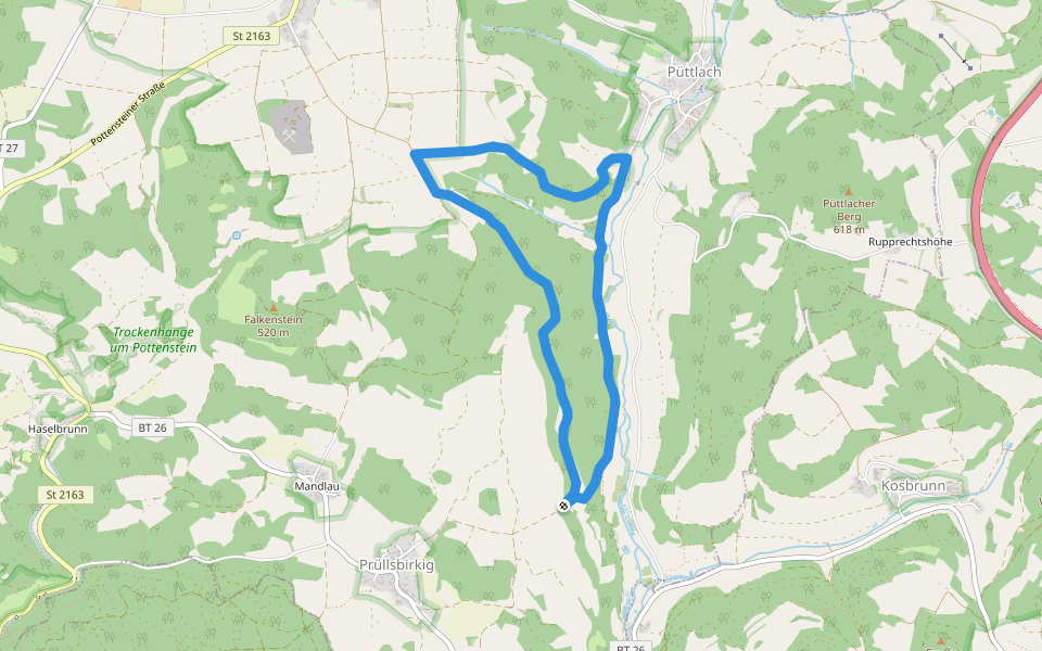 Rundweg Püttlach walking route map in Pottenstein