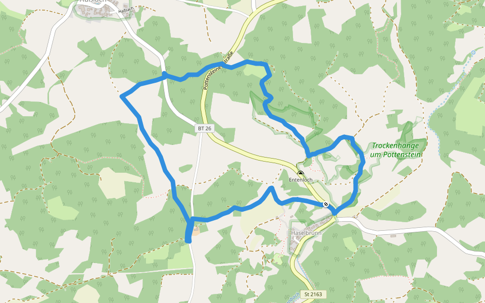 Rundweg Haselbrunn walking route map in Pottenstein