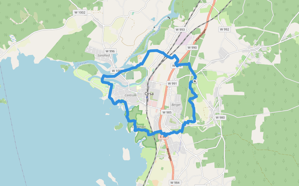Orsa Gröna Ringen walking route map in Orsa