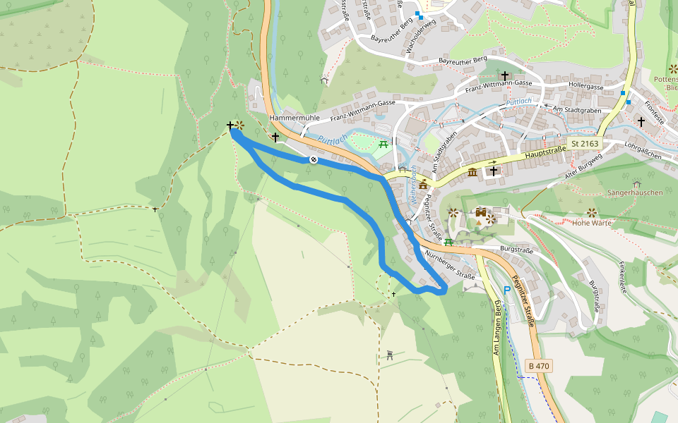 Rundweg Höhenweg Siechenleite walking route map in Pottenstein