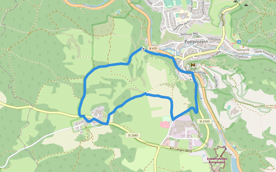Rundweg Pottenstein-Siegmannsbrunn walking route map in Pottenstein