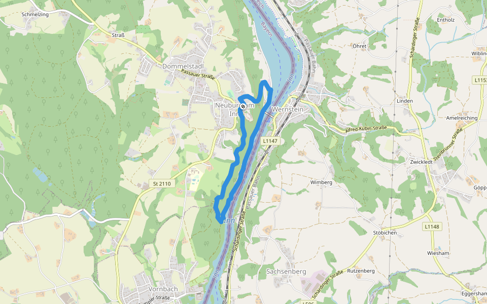Künstlersteig walking route map in Neuburg am Inn