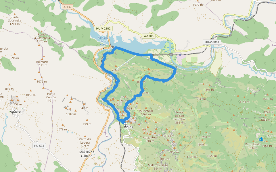 PR-HU 98 Circular de Riglos walking route map in Riglos