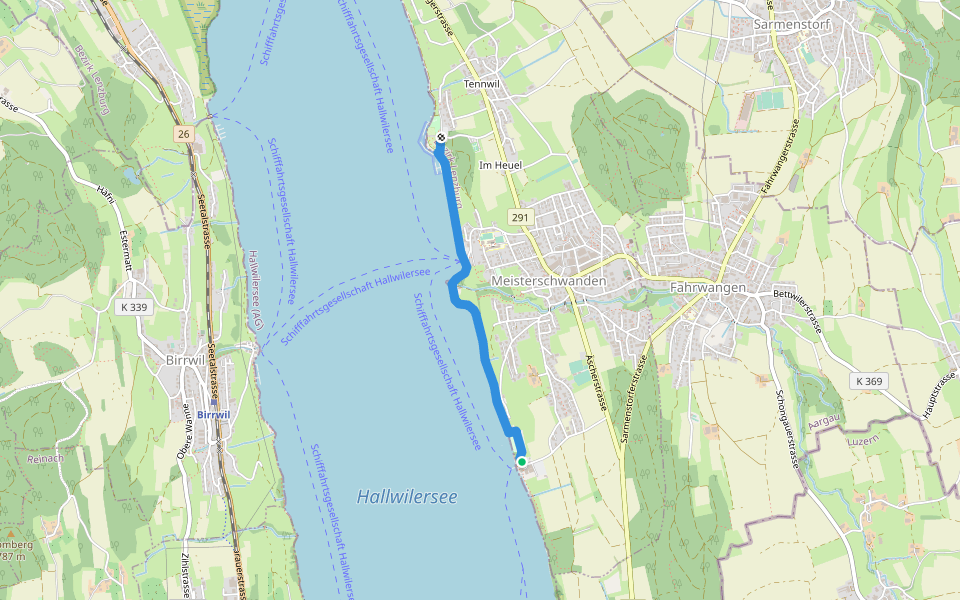 Strandbad Tennwil - Seerose walking route map in Meisterschwanden