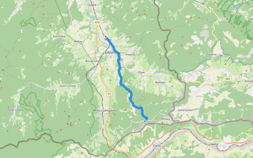 [Z] Jablunkov, Návsí (žst.) - Markov walking route map in Bukovec