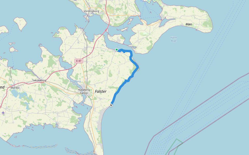Falster Rundt walking route map in Stubbekøbing