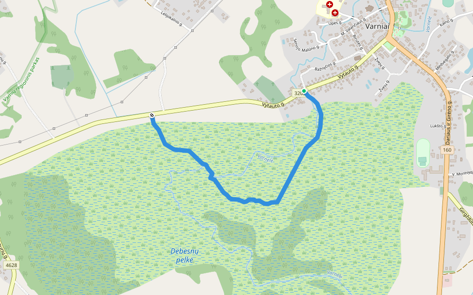 Debesnų botaninis takas walking route map in Varniai