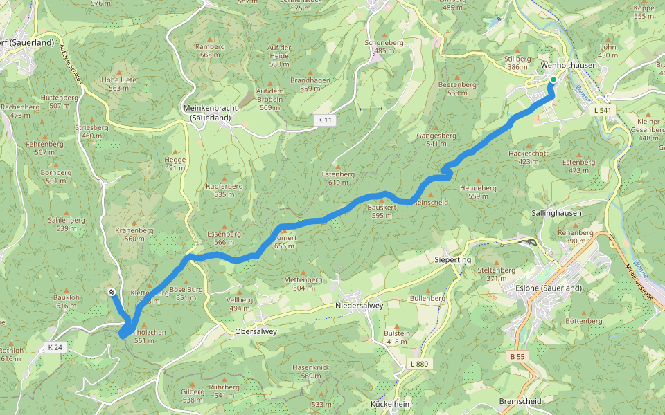 Wenholthausen - Kloster Brunnen walking route map in Eslohe (Sauerland)