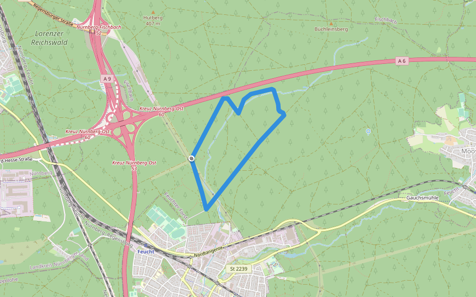 Moosbach Bienenweg No.5 walking route map in Feuchter Forst