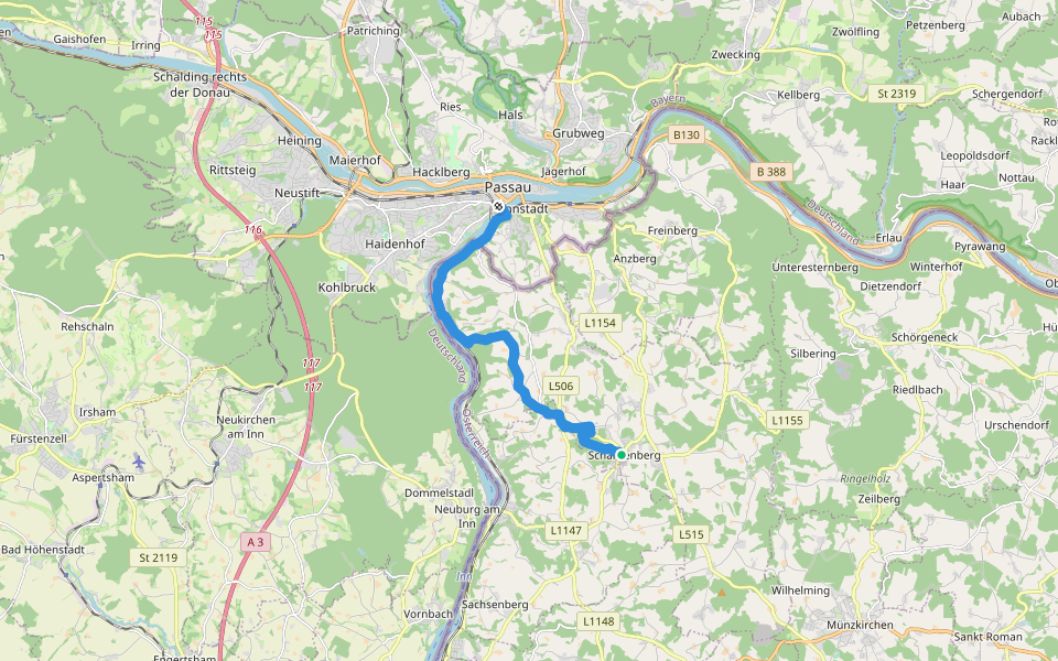 Schardenberg - Passau walking route map in Schardenberg