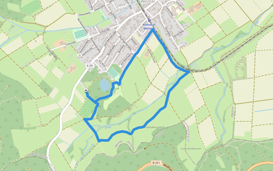 Ahnatal, Rundweg 37 walking route map in Ahnatal