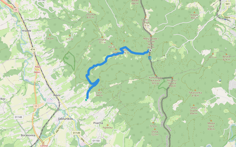 [Ž] Radvanov - Pod Velkým Stožkem walking route map in Jablunkov
