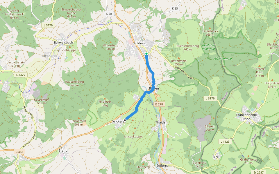 Batten Rundweg 5 walking route map in Hilders