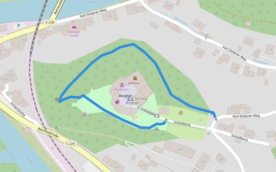 Burgrundgang mit Infotafeln walking route map in Drebach