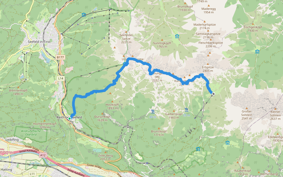 Wanderweg 211 walking route map in Reith bei Seefeld