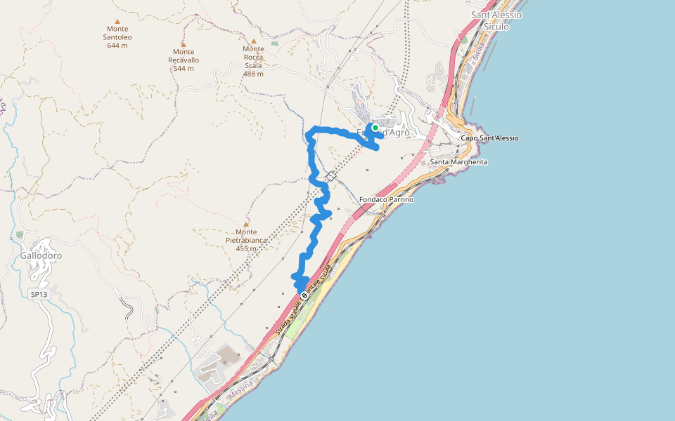 Forza d'Agrò-Piatrabianca walking route map in Forza d'Agrò