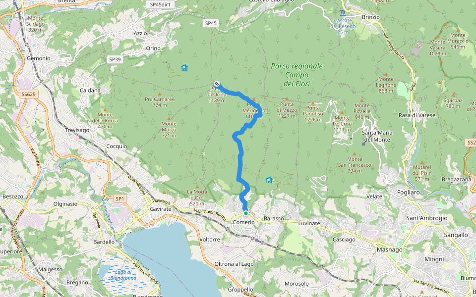 Sentiero 312: Comerio - Forte di Orino walking route map in Comerio