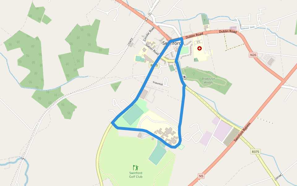 Swinford Town Loop Walk walking route map in Swinford