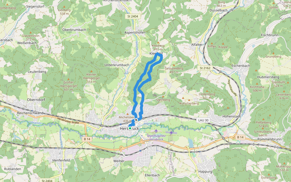 Hersbrucker Rundweg Nr. 2 walking route map in Hersbruck