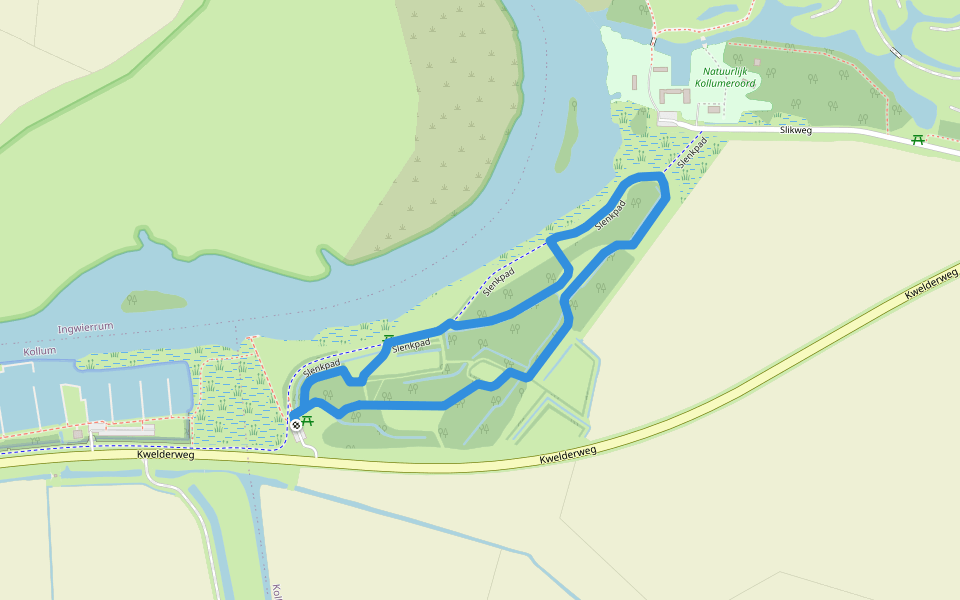 Dokkumerdieproute walking route map in Kollum