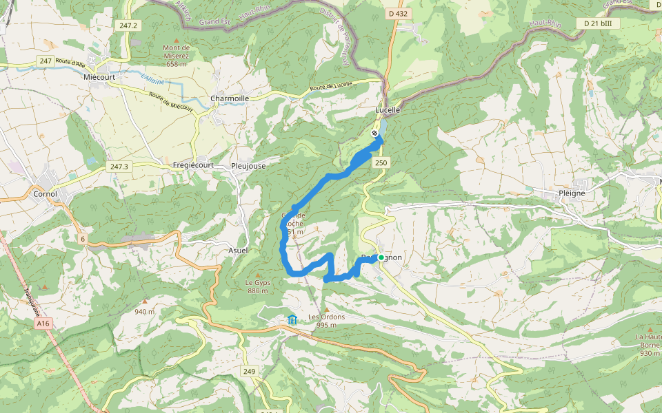 Bourrignon - Lucelle Douane walking route map in Bourrignon
