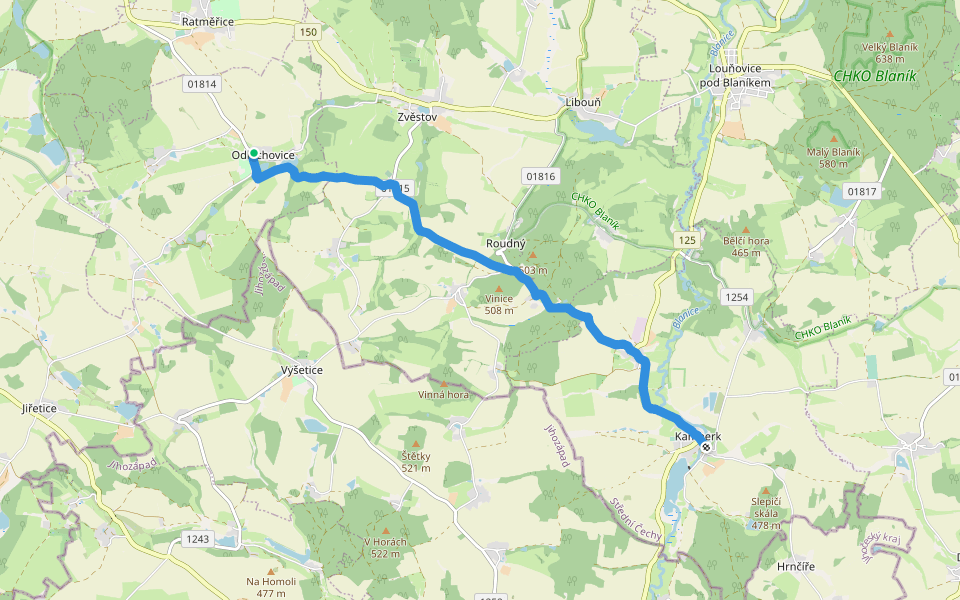 [Z] Odlochovice - Kamberk walking route map in Jankov