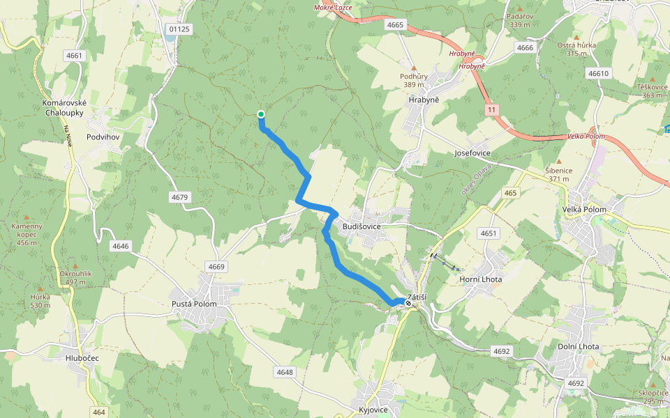 [Ž] Zátiší - Údolí Ohrozimy walking route map in Mokré Lazce