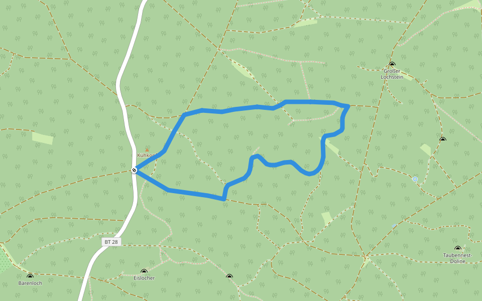Veldensteiner Forst - Rundweg Hase walking route map in Veldensteiner Forst