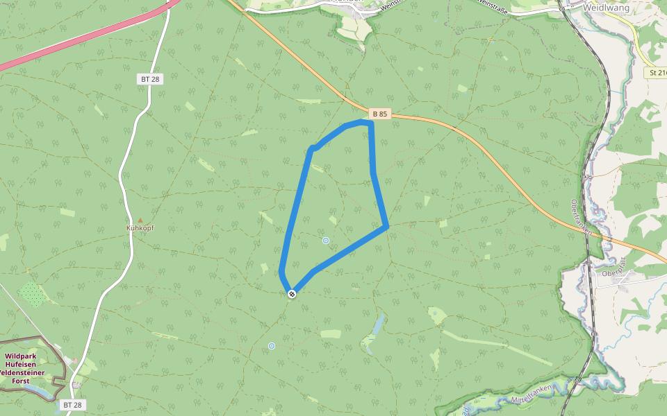 Veldensteiner Forst - Rundweg Habicht walking route map in Veldensteiner Forst