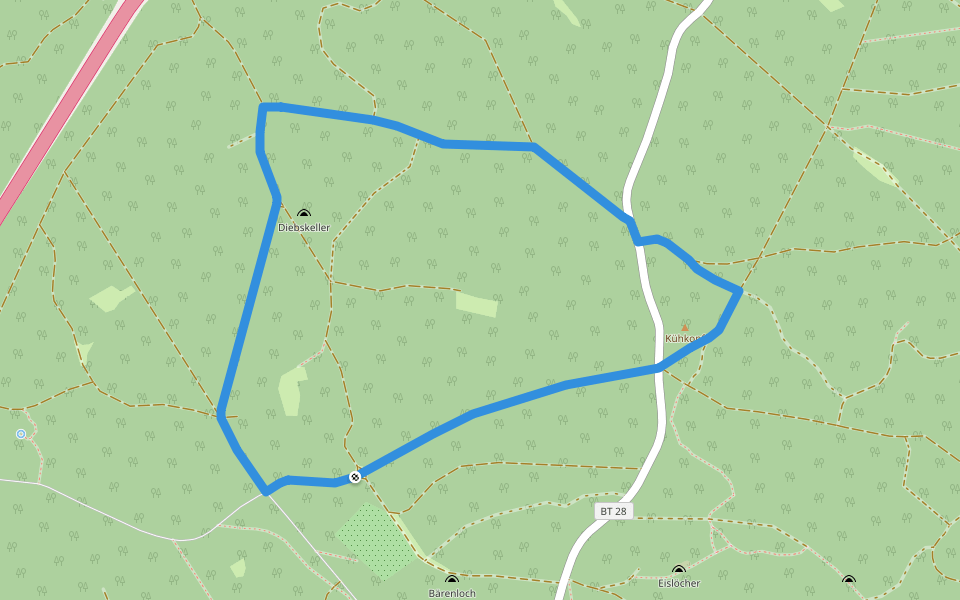 Veldensteiner Forst - Rundweg Damhirsch walking route map in Veldensteiner Forst