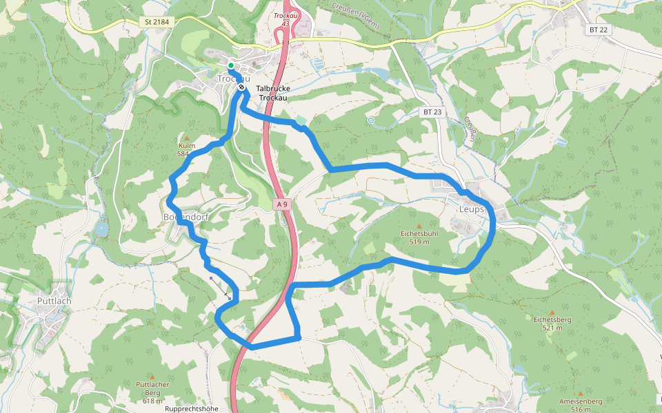 Trockau Rundwanderweg Nr. 2 walking route map in Pegnitz