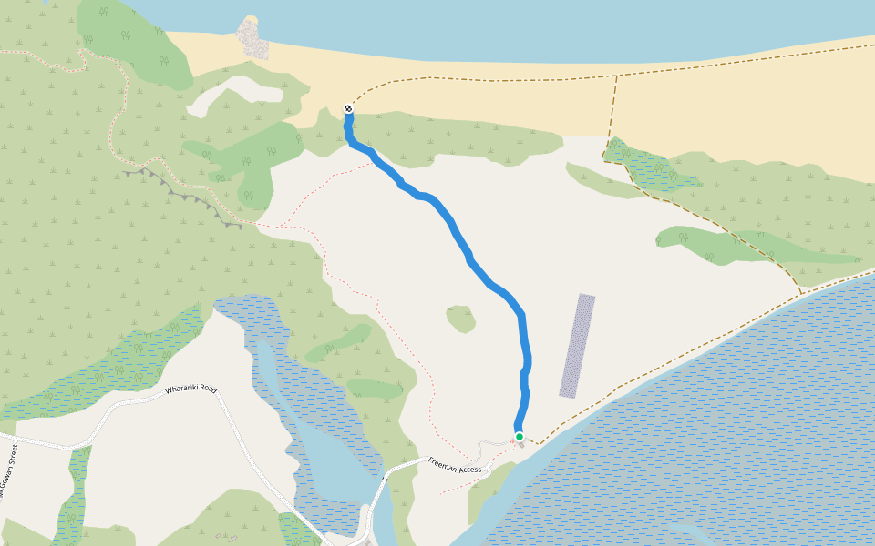 Fossil Point Track walking route map in Pūponga