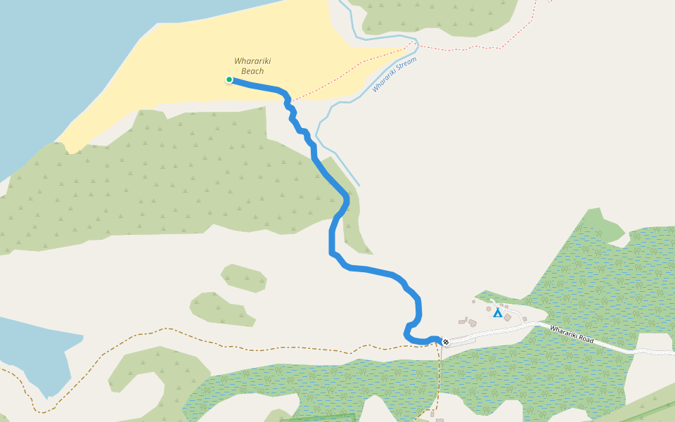 Wharariki Beach Track walking route map in Pūponga
